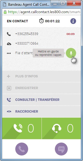 CC - Bandeau agent - Mise en attente