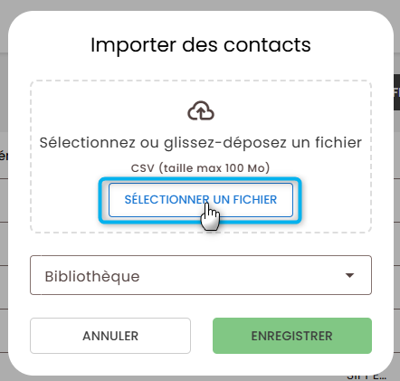 cette image montre une importation de contact