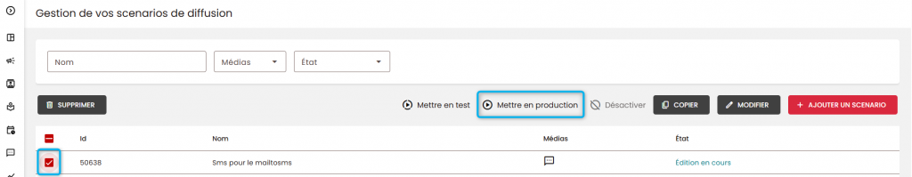 Cette image montre comment mettre en production le nouveau sc&eacute;nario cr&eacute;&eacute;.