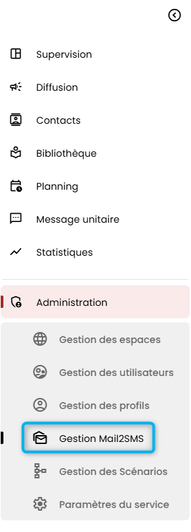 Cette image nous pr&eacute;sente la colonne des menus.