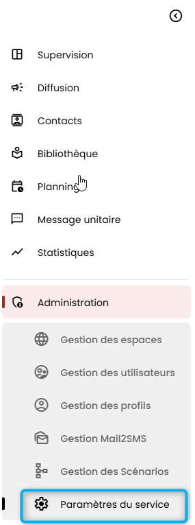 Cette image montre la colonne des menus.
