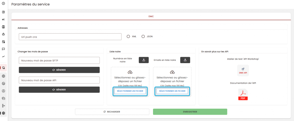 Cet &eacute;cran nous montre ou cliqu&eacute; pour importer un fichier