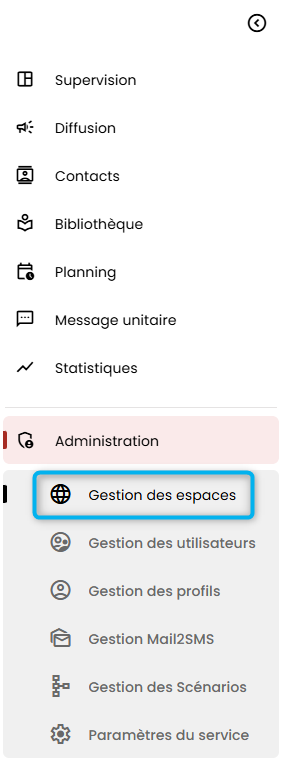 Cette image pr&eacute;sente le menu d&eacute;roulant de DMC.