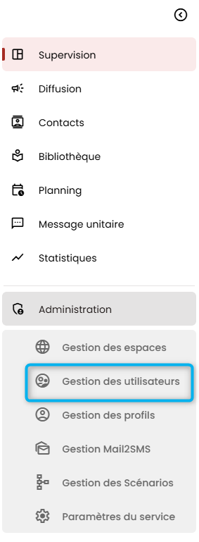 Cet &eacute;cran repr&eacute;sente la colonne des menus de votre DMC.