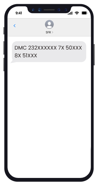 L'image montre un t&eacute;l&eacute;phone mobile avec le texte du sms &agrave; envoyer.