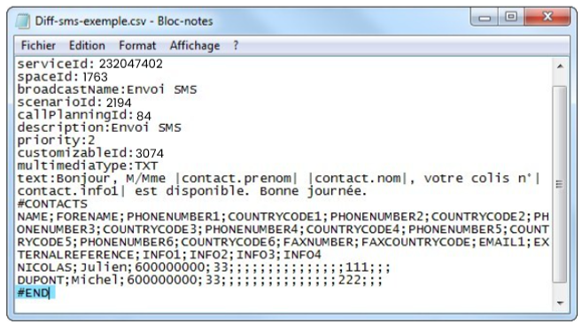 L'image montre le fichier txt de commande avec l'indication de fin de la commande. 
