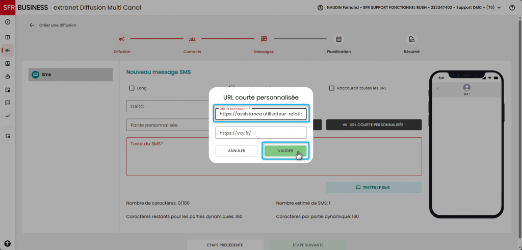 L'image montre la pop up dans laquelle il faut saisir l'url &agrave; raccourcir.