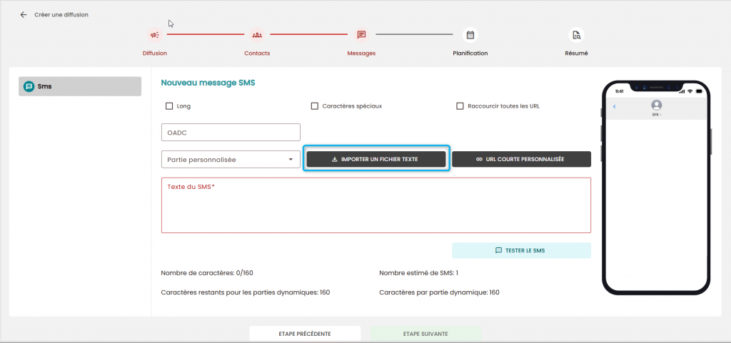 Placement du bouton dans la page de l'extranet