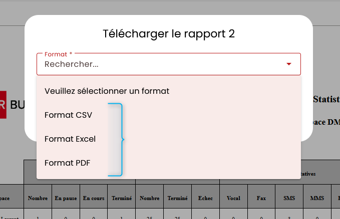 Liste des formats possibles